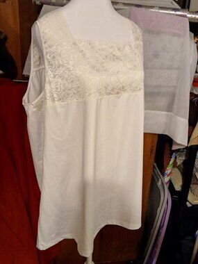 CJ Banks Women Plus 3X White Square Neck Lace Topped Camisole Cami Tank Top